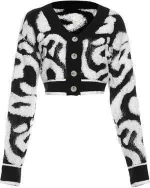 Perbai Womens V Neck Button Down Long Sleeve Colorblock Y2K Cropped Cardigan Sweater Jacket