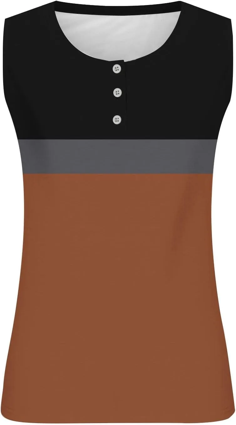 Plus Size Tops for Women Button Up Henley Shirts Sleeveless Summer T-Shirts V Neck Casual Trendy Tunics Blouses XL-5XL