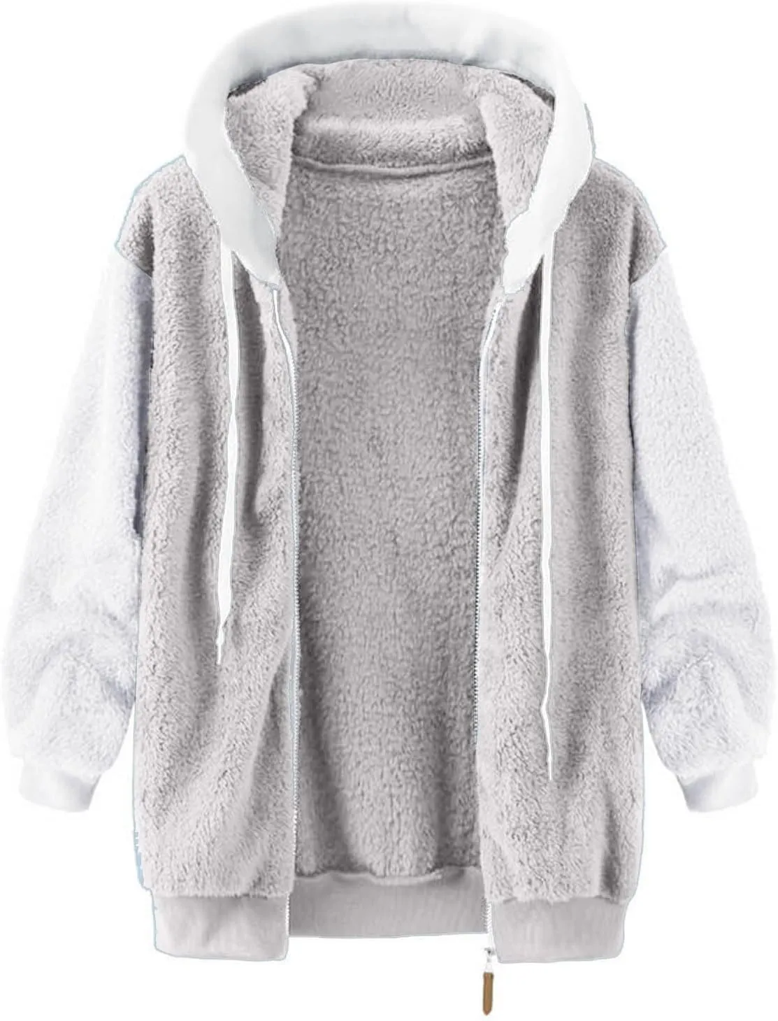 QWENTMTNTY Fuzzy Jackets for Women Zip Up Dressy Winter Coat Comfort Jackets Winter Jackets Plus Size Fleece Lined Jacket