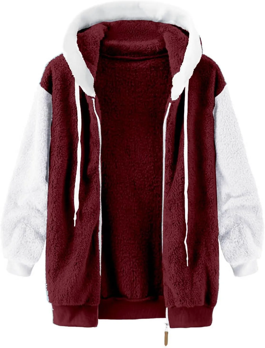 QWENTMTNTY Fuzzy Jackets for Women Zip Up Dressy Winter Coat Comfort Jackets Winter Jackets Plus Size Fleece Lined Jacket