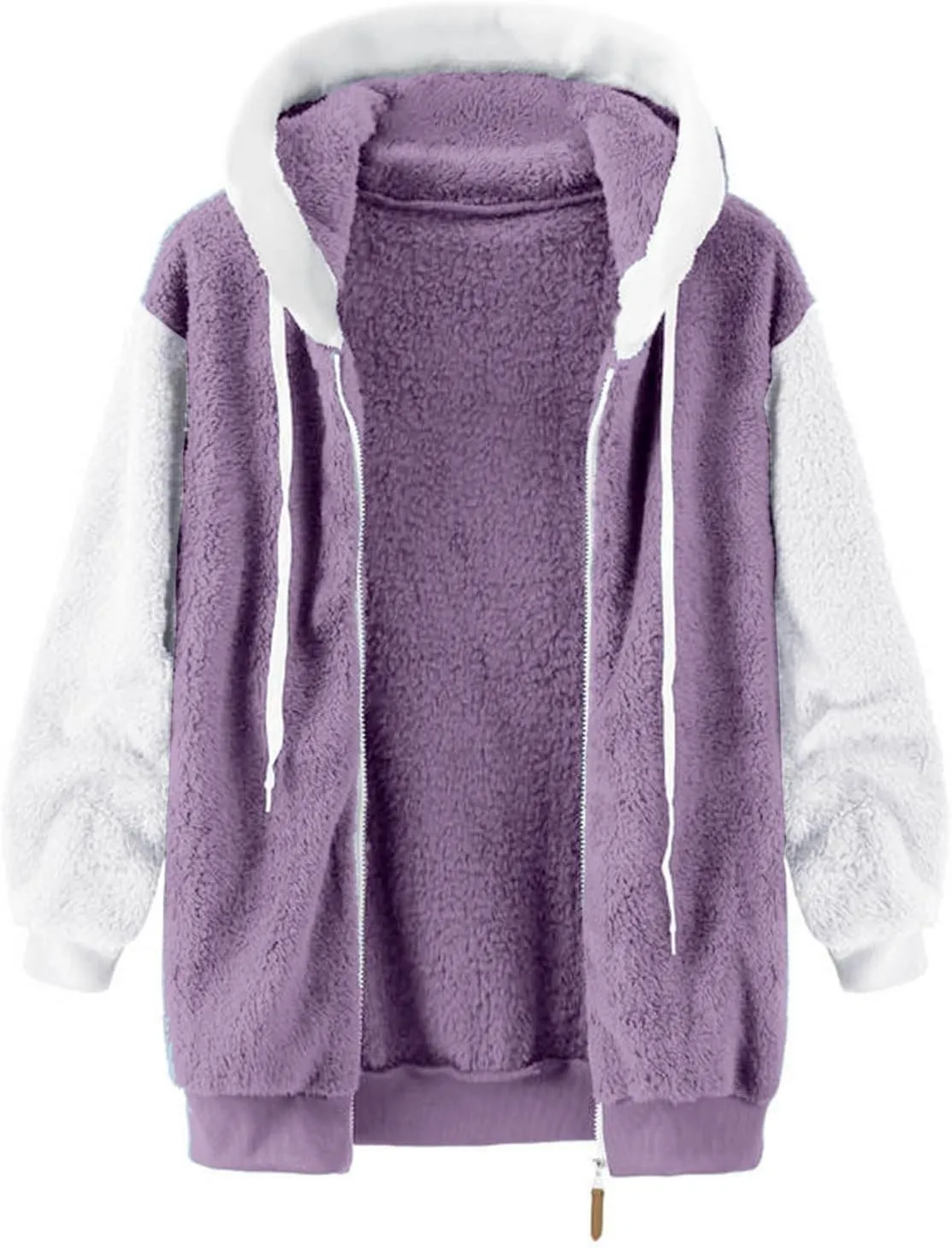 QWENTMTNTY Fuzzy Jackets for Women Zip Up Dressy Winter Coat Comfort Jackets Winter Jackets Plus Size Fleece Lined Jacket