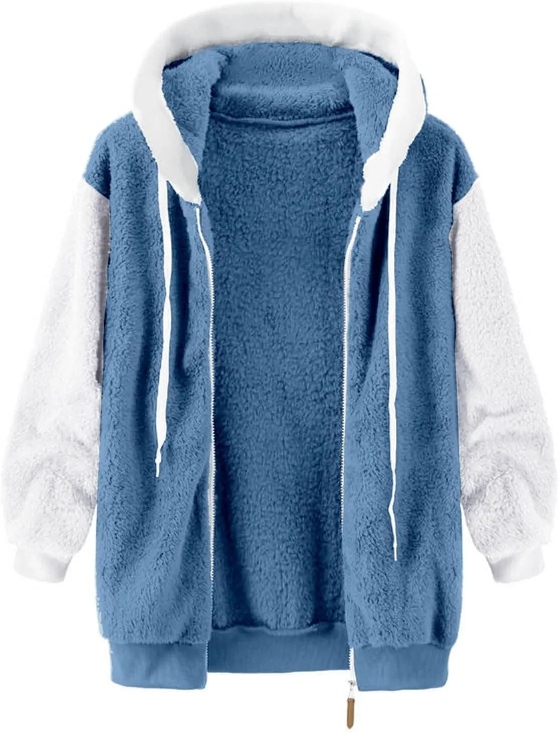 QWENTMTNTY Fuzzy Jackets for Women Zip Up Dressy Winter Coat Comfort Jackets Winter Jackets Plus Size Fleece Lined Jacket