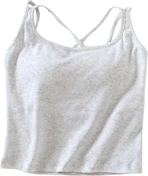 Racerback Tank Top for Women Shelf Bra Yoga Tops Summer Cami Shirt Basic Athletic Camisole with Built in Bras