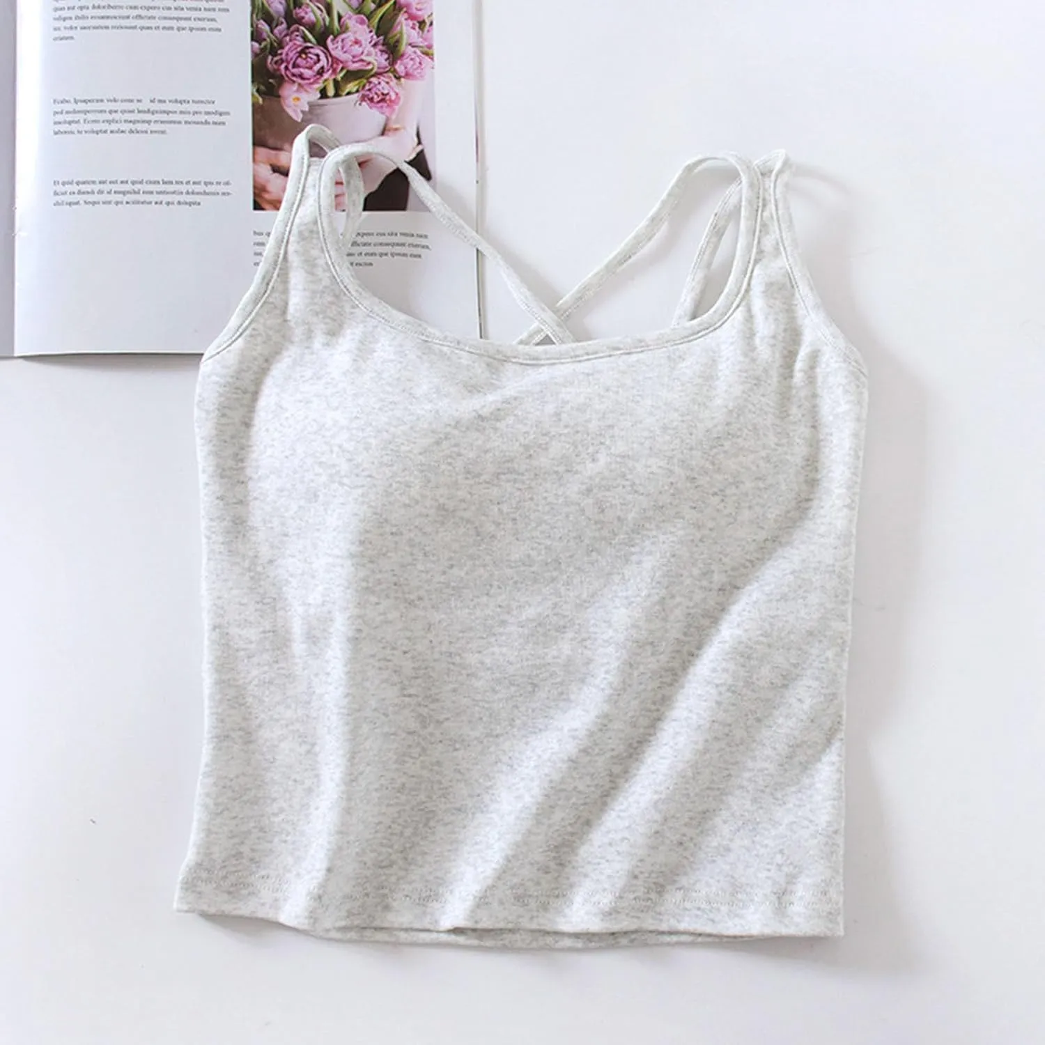 Racerback Tank Top for Women Shelf Bra Yoga Tops Summer Cami Shirt Basic Athletic Camisole with Built in Bras