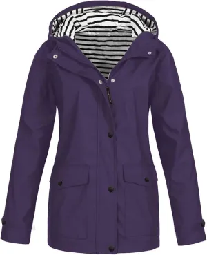 Rain Jackets for Women Hooded Raincoat Windproof Lightweight Lined Windbreaker Travel Jackets