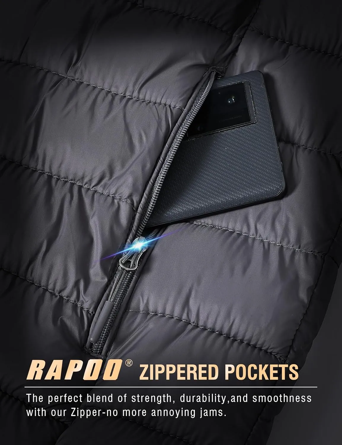 Rapoo Men's Puffer Jackets Lightweight Winter Jackets Coats Water Resistant Windproof Insulated