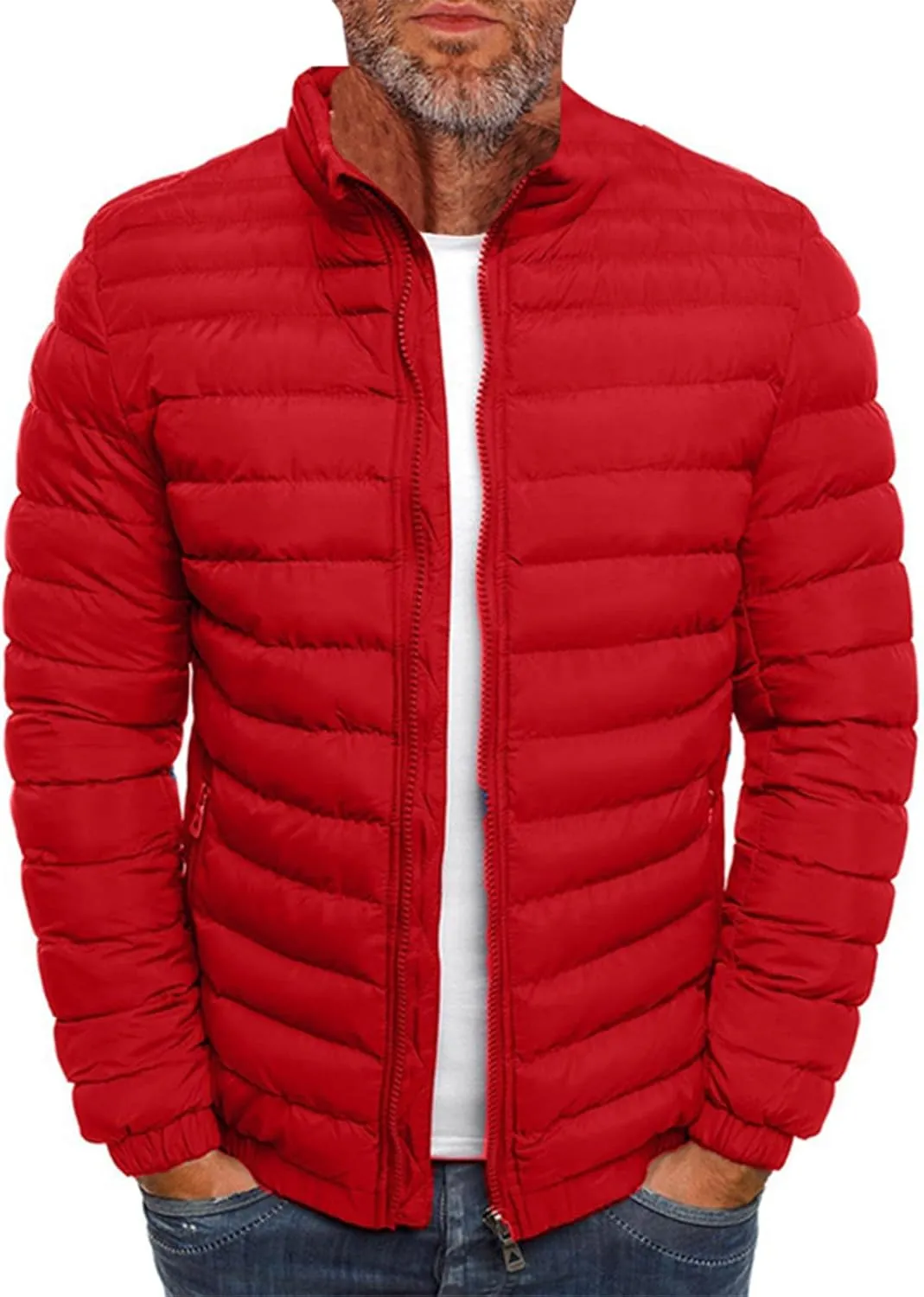 RTRDE Men's Winter Jackets Casual Windproof Down Jackets Zip Up Windbreaker Warm Padded Coats Jackets, M-2XL