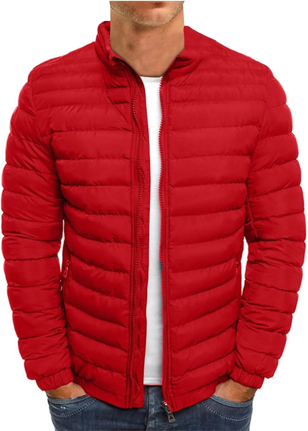 RTRDE Men's Winter Jackets Casual Windproof Down Jackets Zip Up Windbreaker Warm Padded Coats Jackets, M-2XL