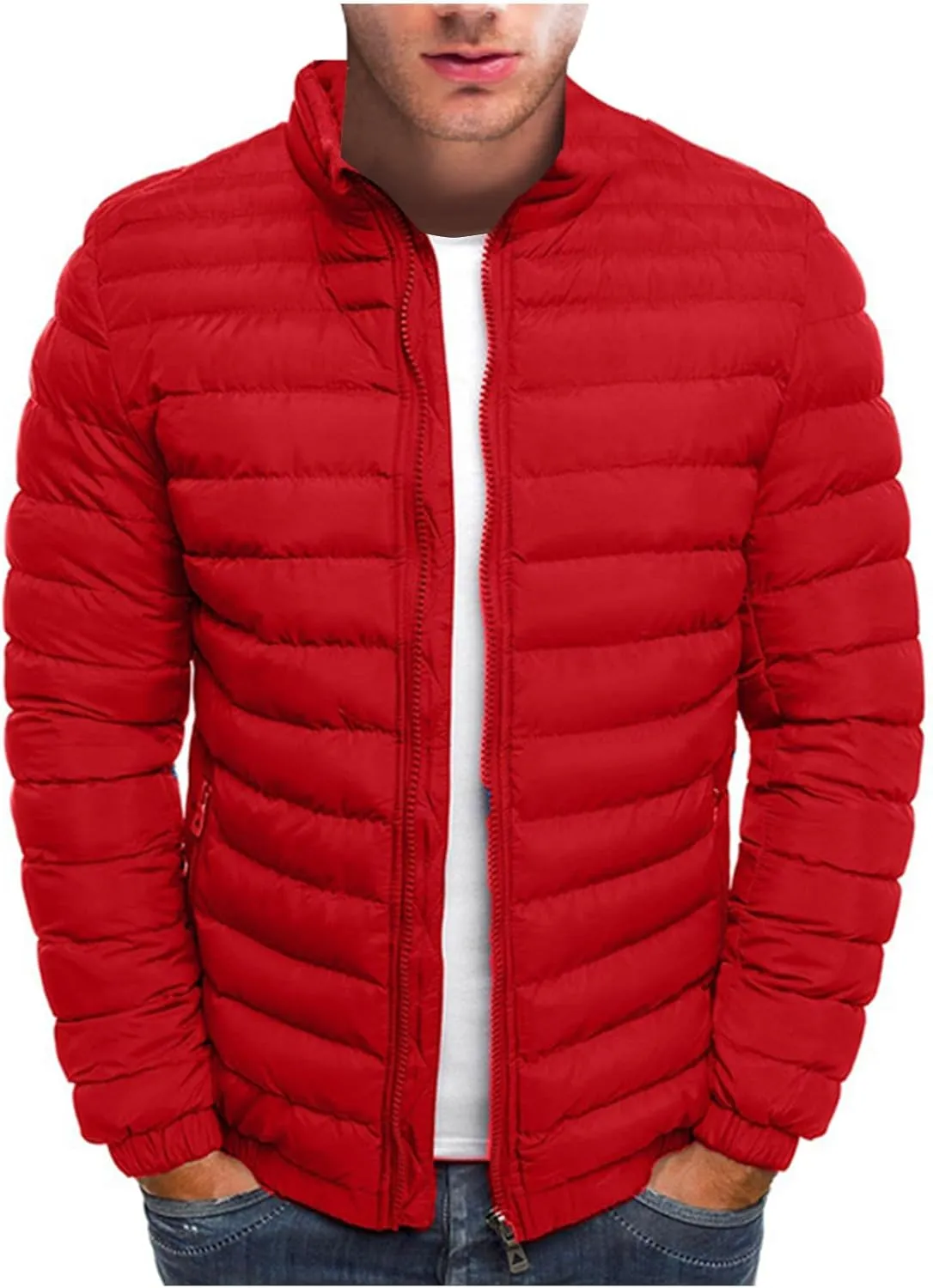 RTRDE Men's Winter Jackets Casual Windproof Down Jackets Zip Up Windbreaker Warm Padded Coats Jackets, M-2XL