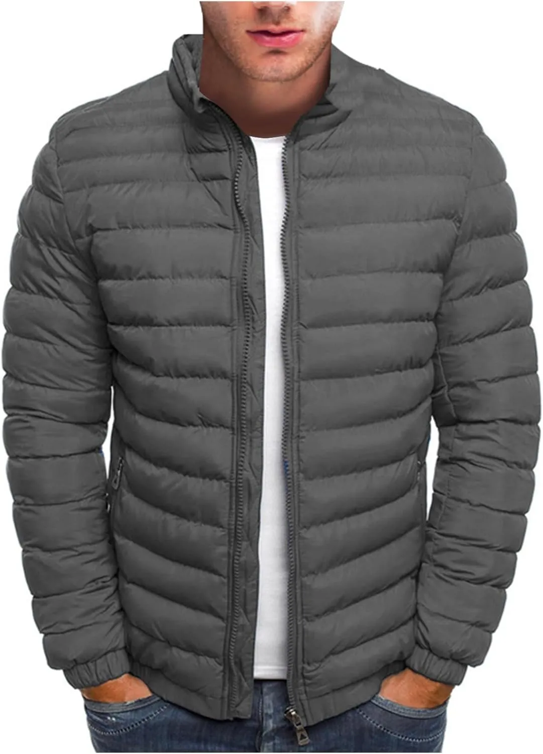 RTRDE Men's Winter Jackets Casual Windproof Down Jackets Zip Up Windbreaker Warm Padded Coats Jackets, M-2XL