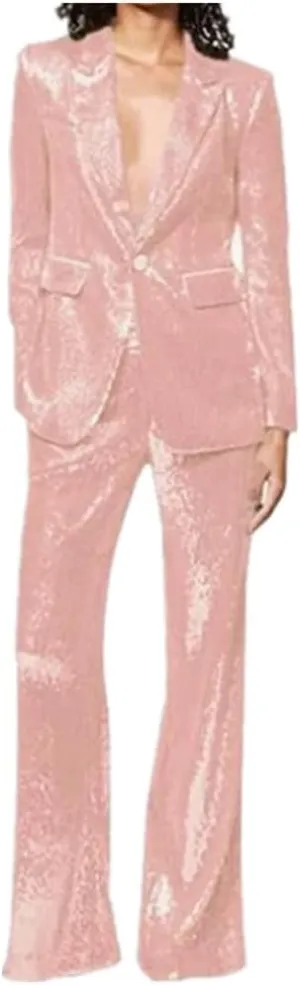 Sequins Women Suits Set Blazer Ladies Wedding Tuxedos Party Wear Suits