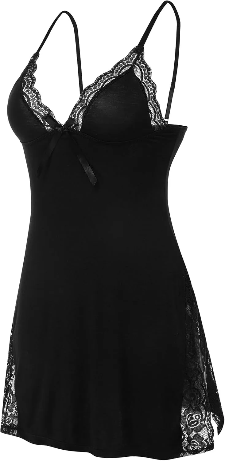 Sexy Women's Lingerie Modal Nightwear Spaghetti Strap Nightgown Babydoll Chemise