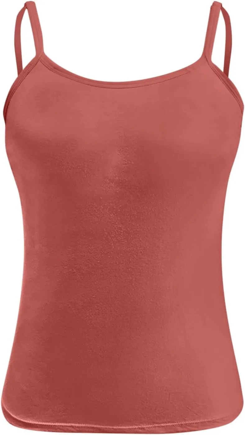 Shelf Bra Camisole Tops for Women Adjustable Spaghetti Strap Tank Top Basic Cotton Camis Shirts