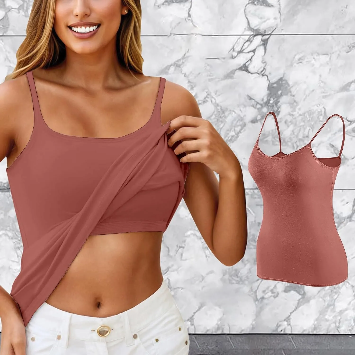 Shelf Bra Camisole Tops for Women Adjustable Spaghetti Strap Tank Top Basic Cotton Camis Shirts