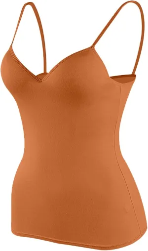 Shelf Bra Camisole Tops for Women Spaghetti Straps Tank Tops Casual Basic Cotton Camis Shirt