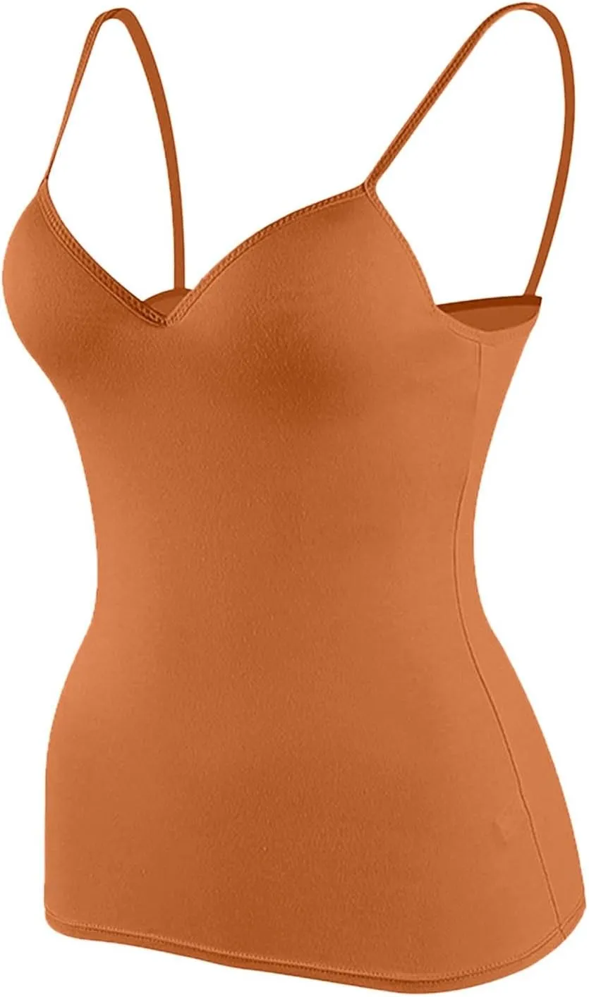 Shelf Bra Camisole Tops for Women Spaghetti Straps Tank Tops Casual Basic Cotton Camis Shirt