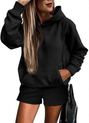 SHEWIN Women 2 Piece Outfits Sweatsuit Lounge Sets Oversized Hoodie Sweatshirt Shorts Tracksuit Set