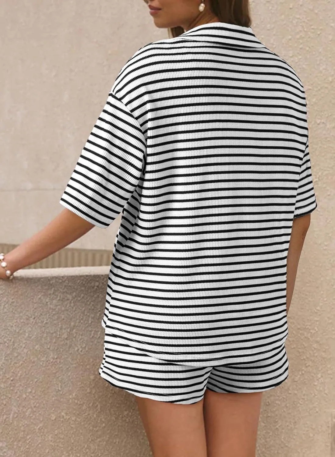 SHEWIN Womens Pajama Sets Short Sleeve 2 Piece Lounge Sets Summer Outfits for Women