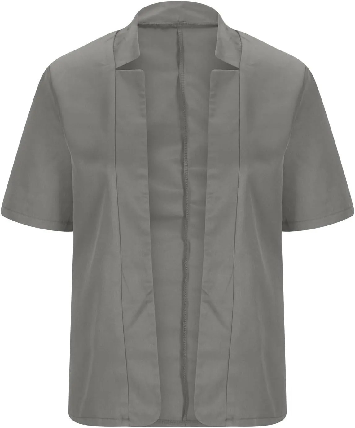Short Sleeve Lightweight Open Front Cardigan for Women Notched Collar Work Office Blazer Slim Fitted Suit Jackets