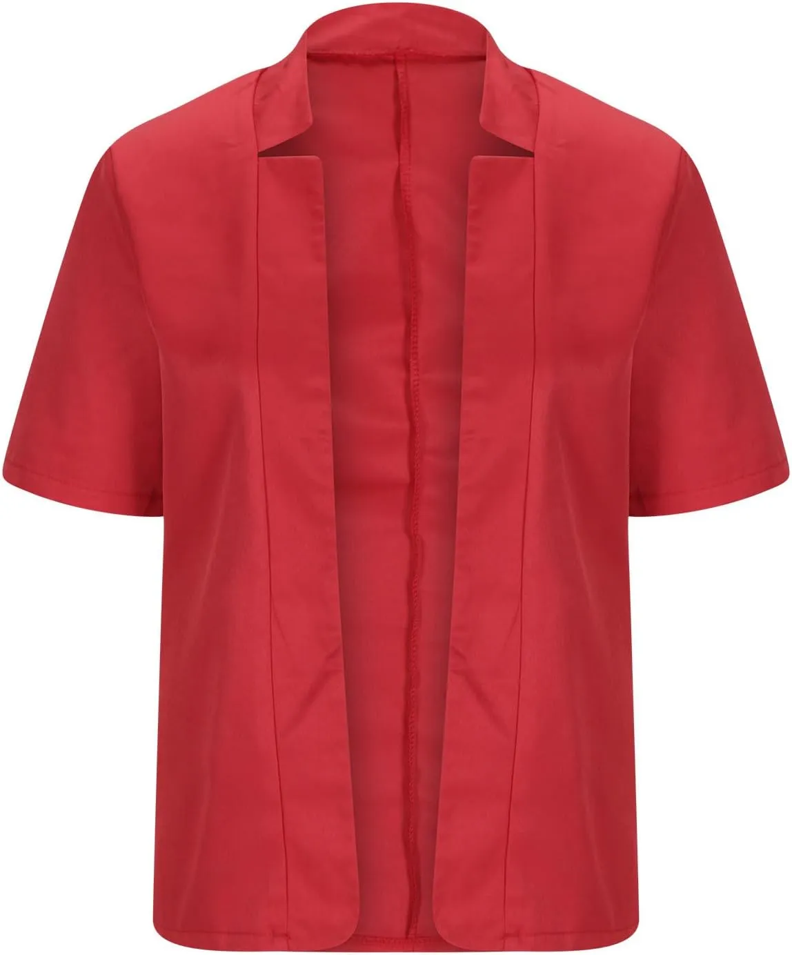 Short Sleeve Lightweight Suit Jackets Women Summer Casual Open Front Work Office Blazers Notch Collar Solid Cardigan