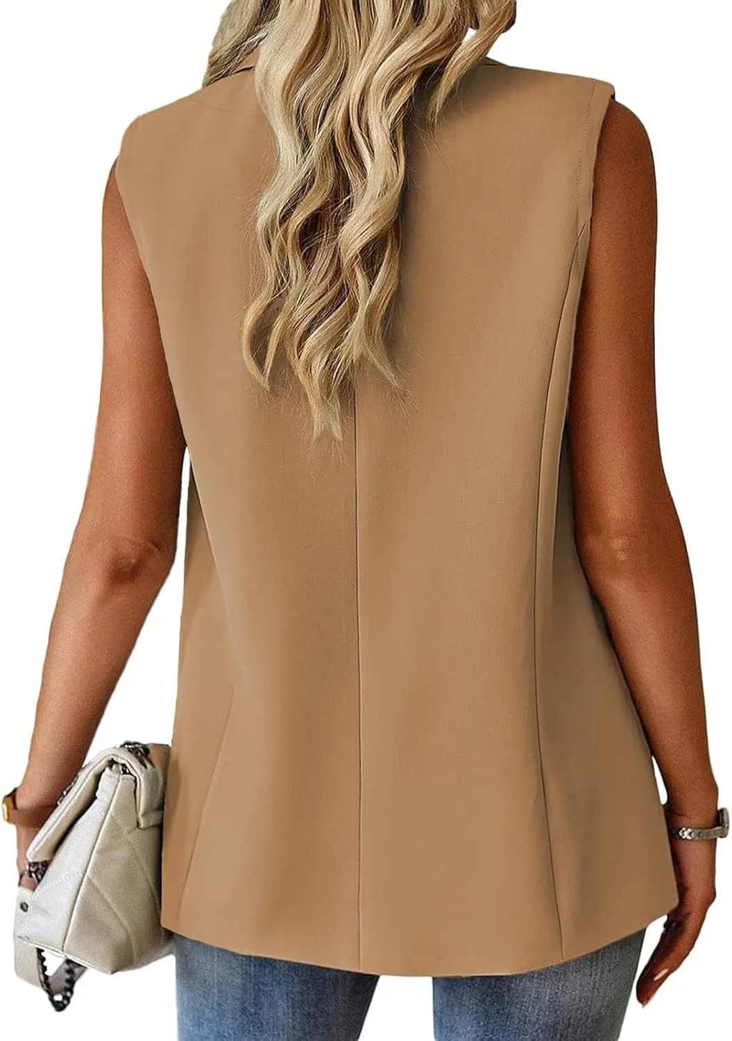 Sleeveless Blazer Vest for Women Business Casual Outfits Work Suit Vests Tops Fashion Blazer Waistcoat with Pockets