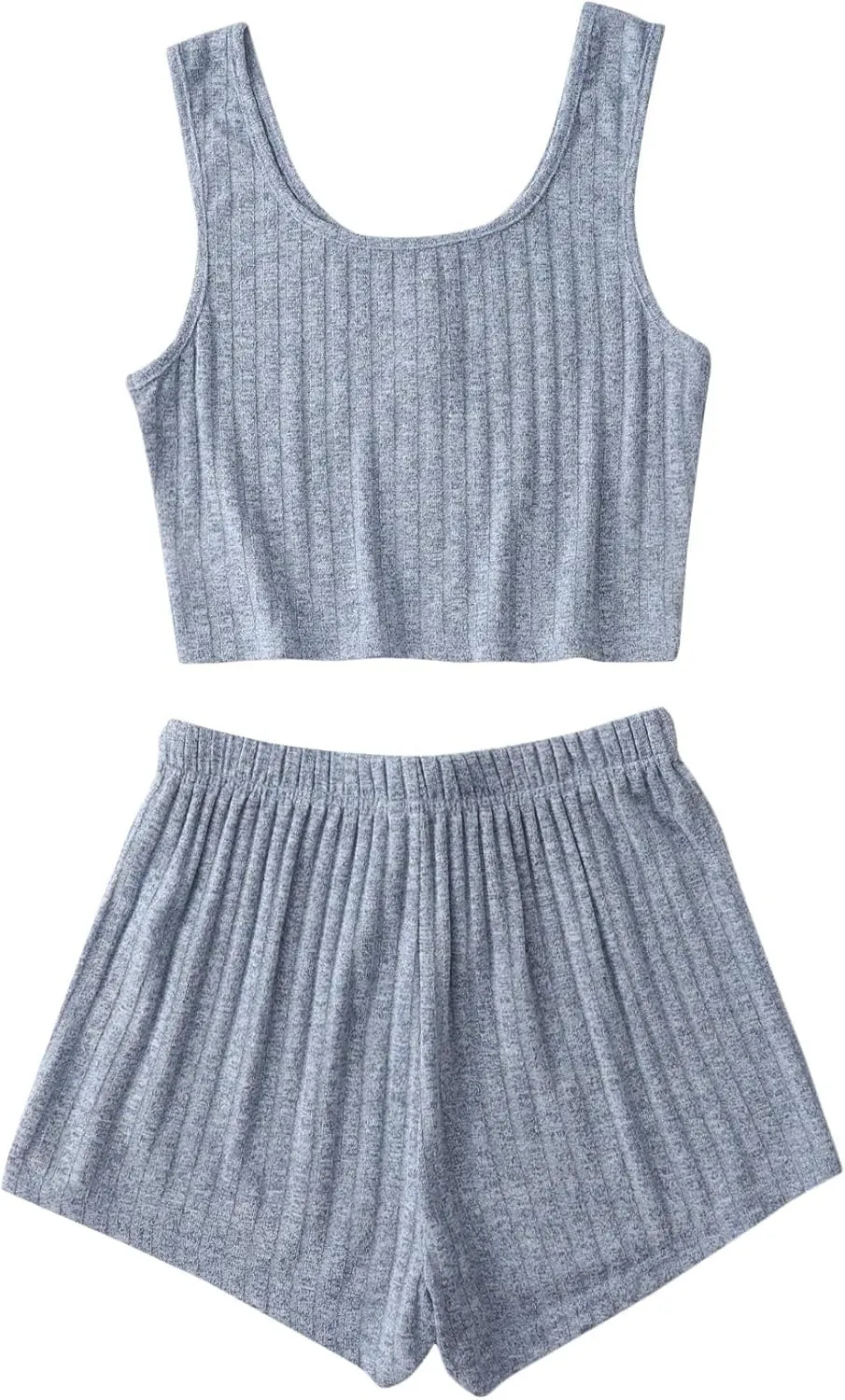 SOLY HUX Women's Button Front Ribbed Knit Tank Top and Shorts Pajama Set Sleepwear Lounge Sets