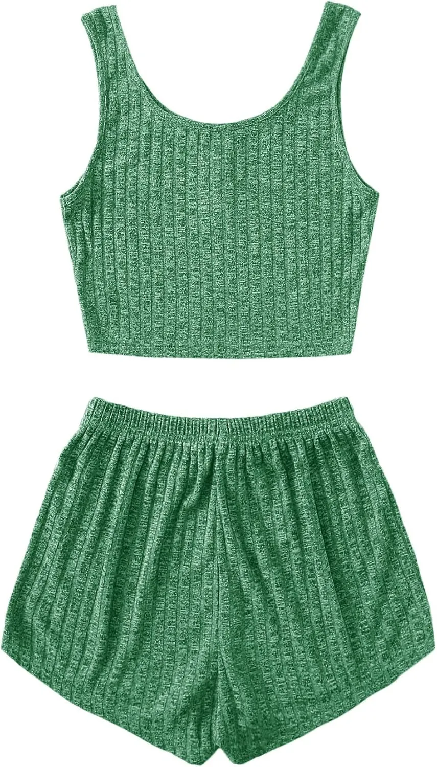 SOLY HUX Women's Button Front Ribbed Knit Tank Top and Shorts Pajama Set Sleepwear Lounge Sets