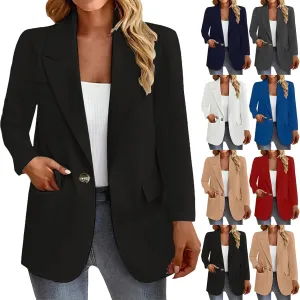 Spring Blazer Women 2025 Trendy Business Casual Work Suit Jackets Plus Size One Button Dressy Blazers with Pockets