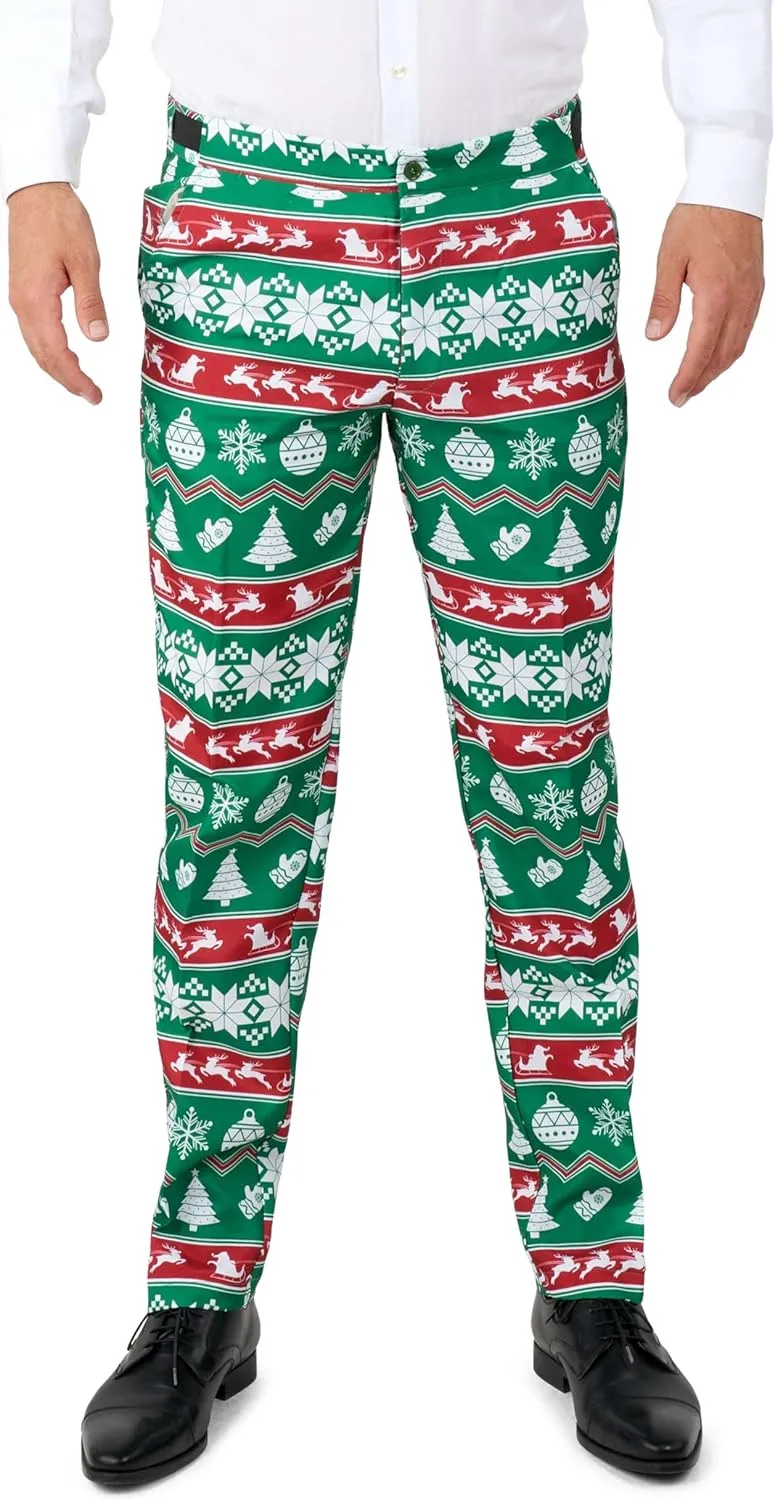 Suitmeister Men's Christmas Suit - Ugly Holiday Festive Outfit - Includes Blazer, Pants, Tie