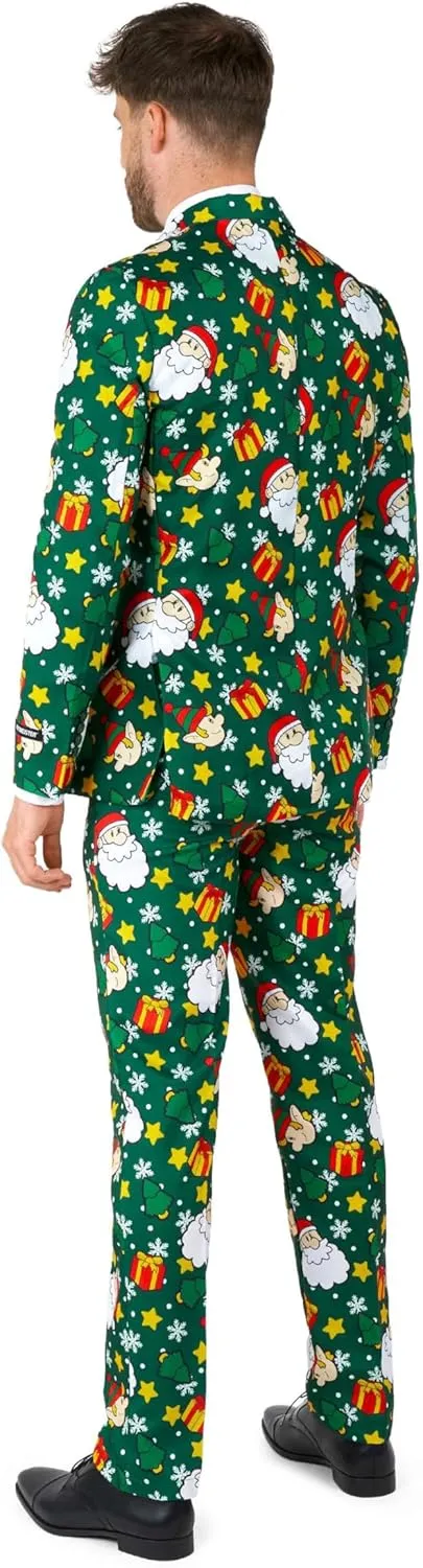 Suitmeister Men's Christmas Suit - Ugly Holiday Festive Outfit - Includes Blazer, Pants, Tie