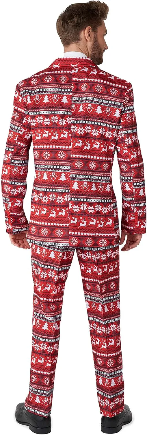 Suitmeister Men's Christmas Suit - Ugly Holiday Festive Outfit - Includes Blazer, Pants, Tie