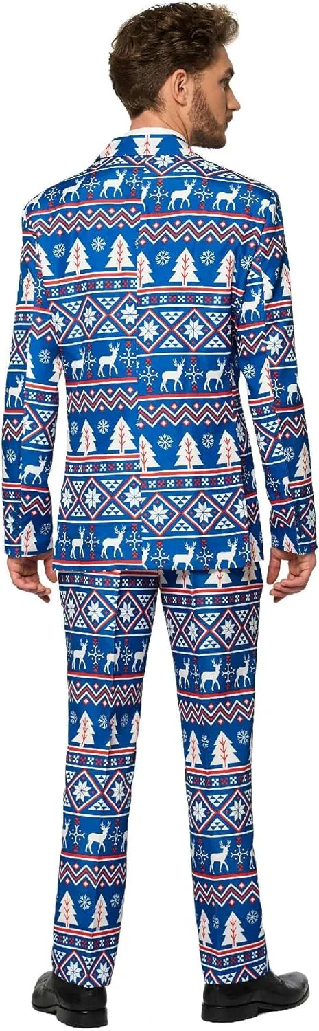 Suitmeister Men's Christmas Suit - Ugly Holiday Festive Outfit - Includes Blazer, Pants, Tie