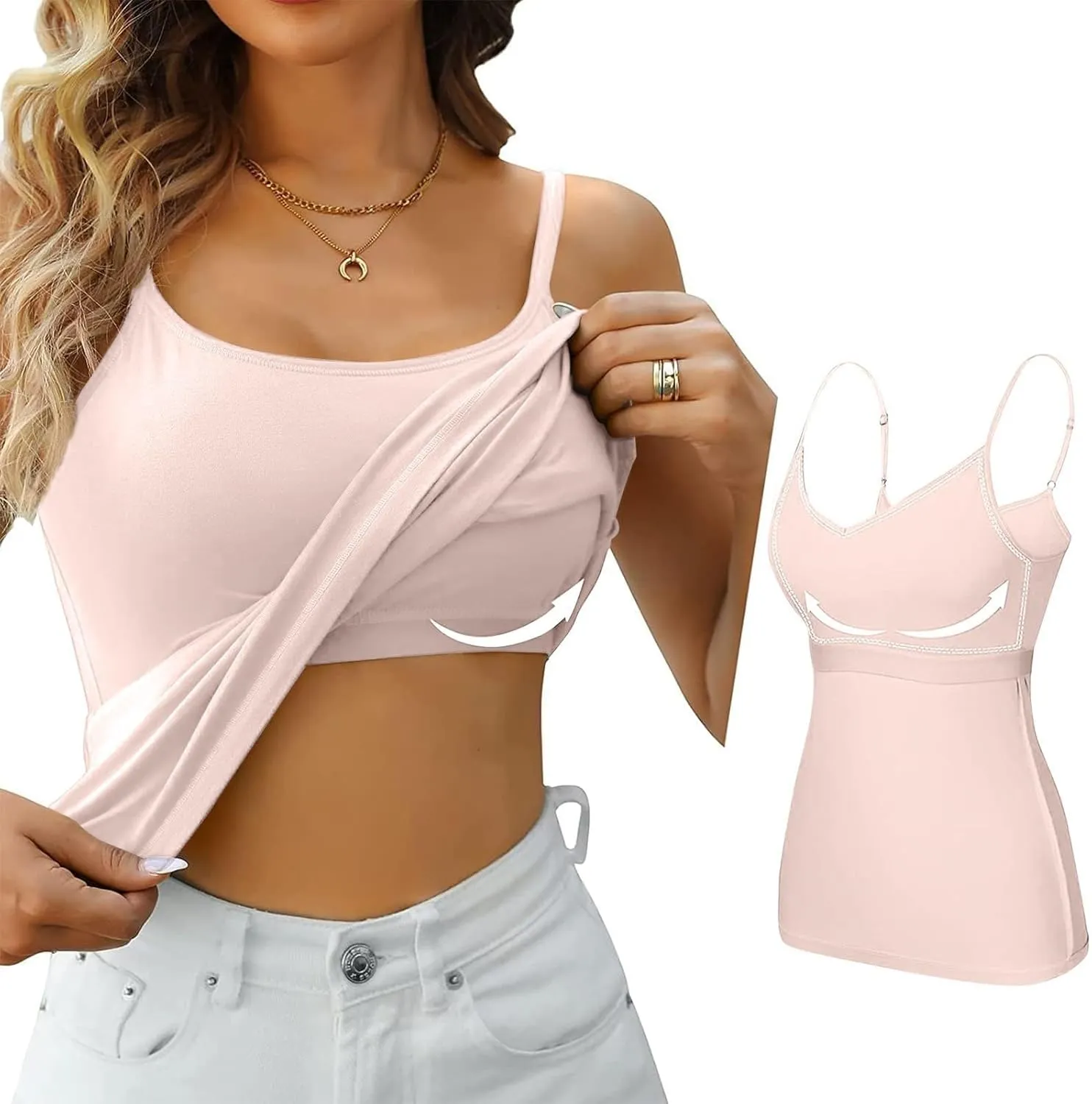 Summer Sexy Camisole Top for Women Pad Bra One Undershirt Womens Tank Tops Camisole Top for Women Built in Bra