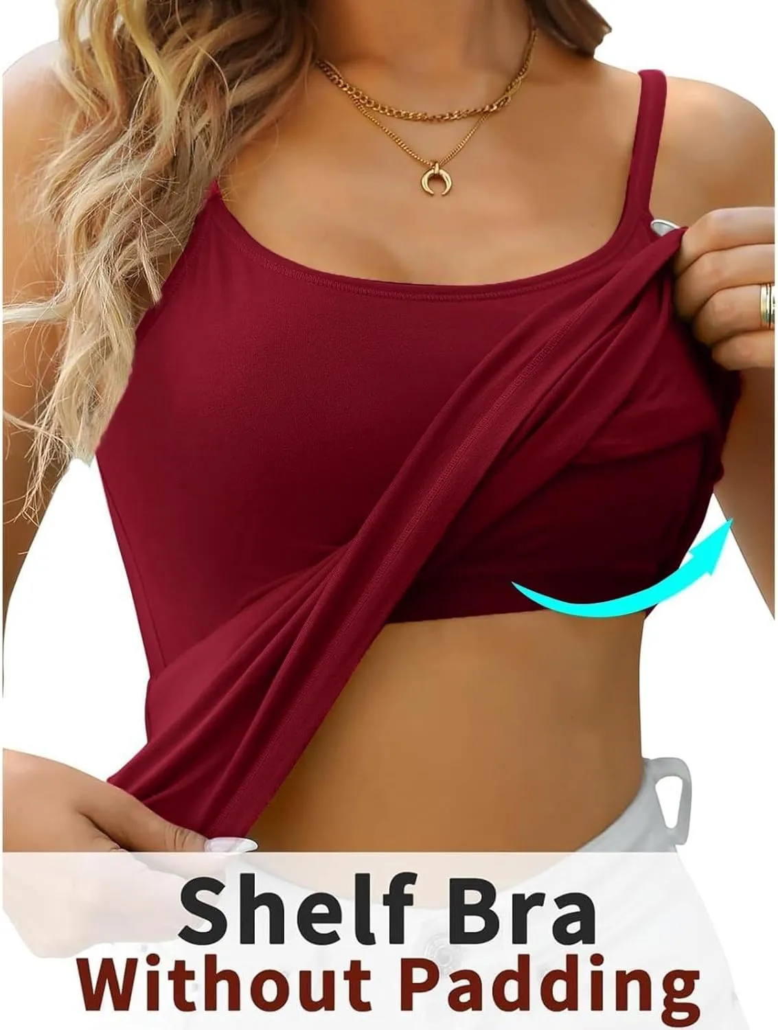 Summer Sexy Camisole Top for Women Pad Bra One Undershirt Womens Tank Tops Camisole Top for Women Built in Bra