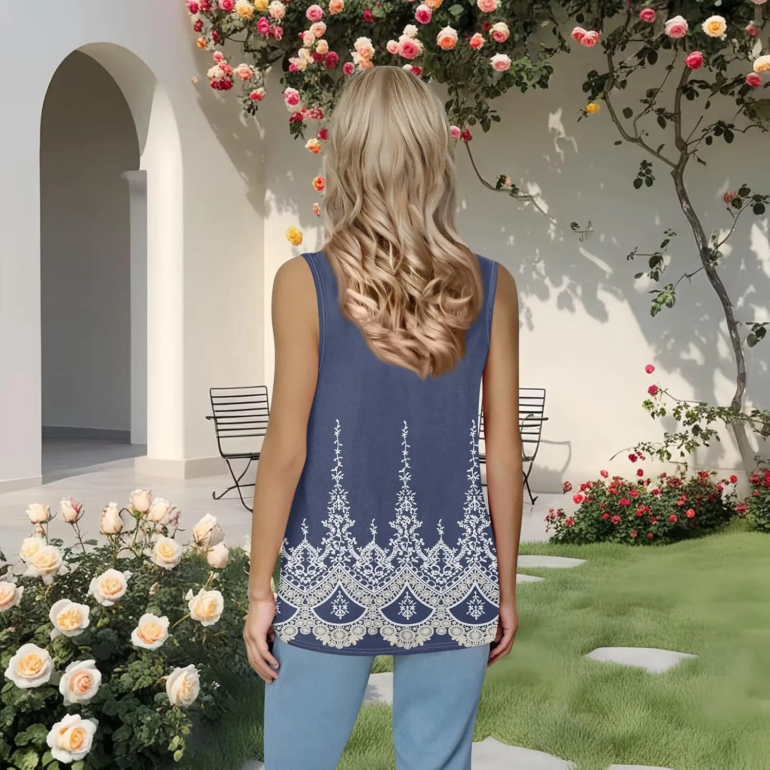 Summer Tank Tops for Women Sleeveless Square Neck Tops Comfy Pleated Tanks Blouses Dressy Casual