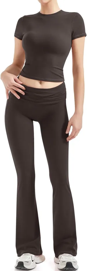 SUUKSESS Women 2 Piece Lounge Sets Going Out Y2K Foldover Pants Matching Pajamas