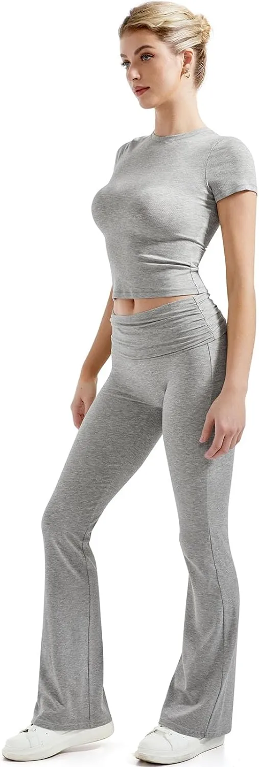 SUUKSESS Women 2 Piece Lounge Sets Going Out Y2K Foldover Pants Matching Pajamas