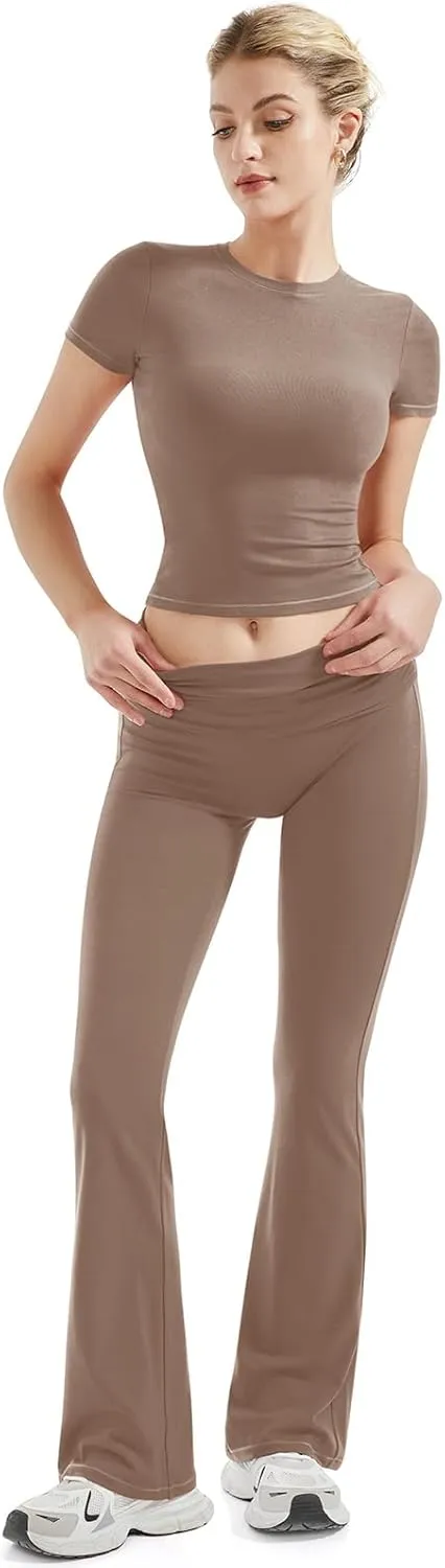 SUUKSESS Women 2 Piece Lounge Sets Going Out Y2K Foldover Pants Matching Pajamas
