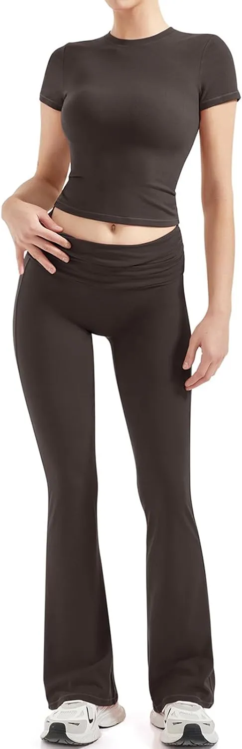 SUUKSESS Women 2 Piece Lounge Sets Going Out Y2K Foldover Pants Matching Pajamas
