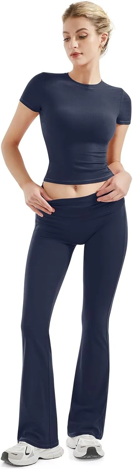 SUUKSESS Women 2 Piece Lounge Sets Going Out Y2K Foldover Pants Matching Pajamas