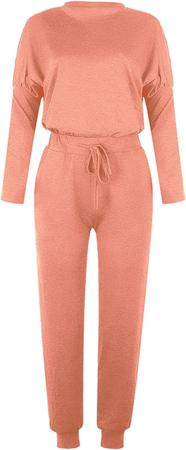 Sweatsuits Women 2 Piece Outfit Crewneck Long Sleeve Track Suits Workout Drawstring Jogger Sets 2024 Fall Lounge Sets