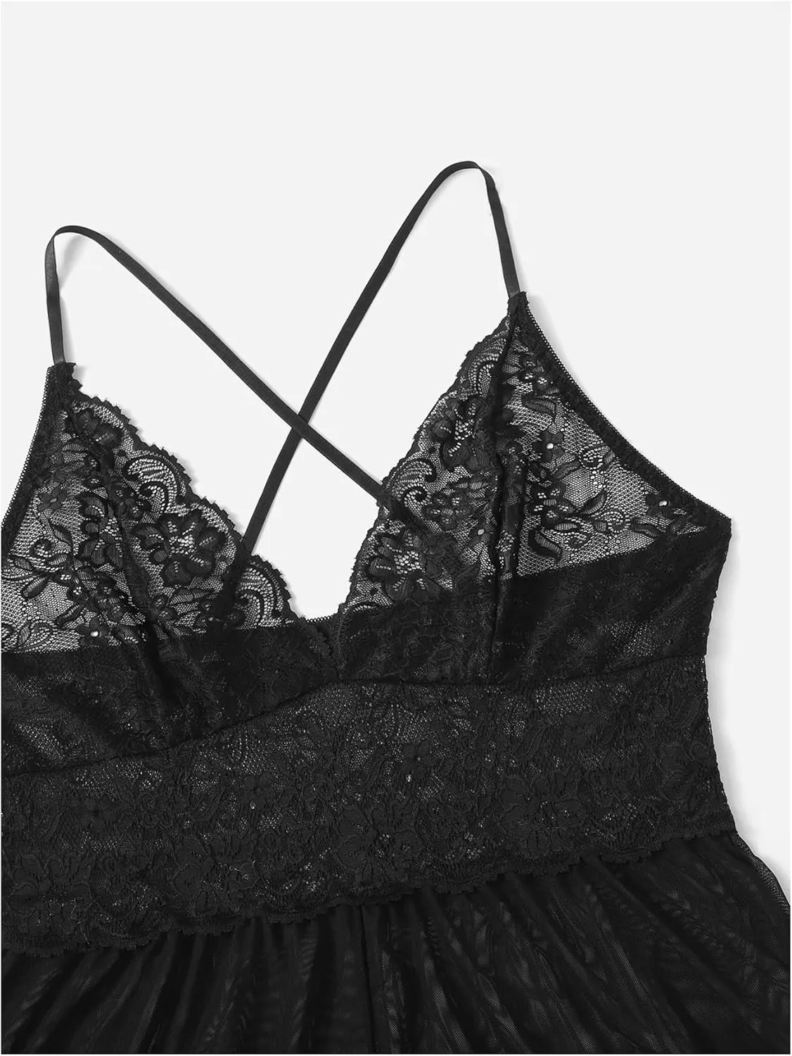 SweatyRocks Women's Plus Size Lingerie Sheer Mesh Floral Lace Cutout Teddy Bodysuit