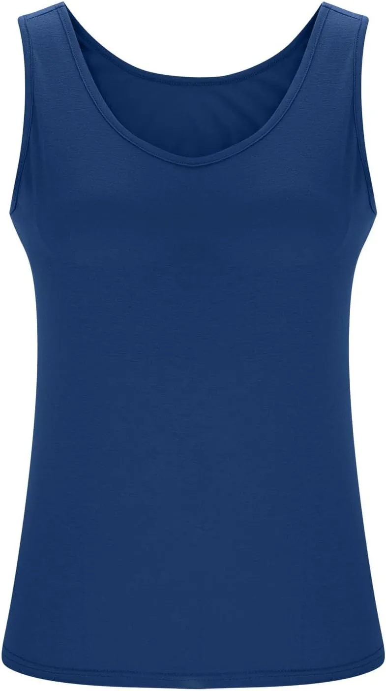 Tank Tops for Women with Built in Bras Plus Size Sports Padded Bras Summer Workout Camis Sleeveless Under Clothes