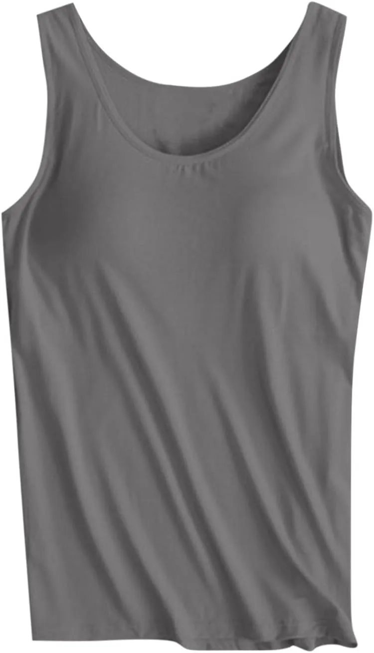 Tank Tops for Women with Built in Bras Plus Size Sports Padded Bras Summer Workout Camis Sleeveless Under Clothes