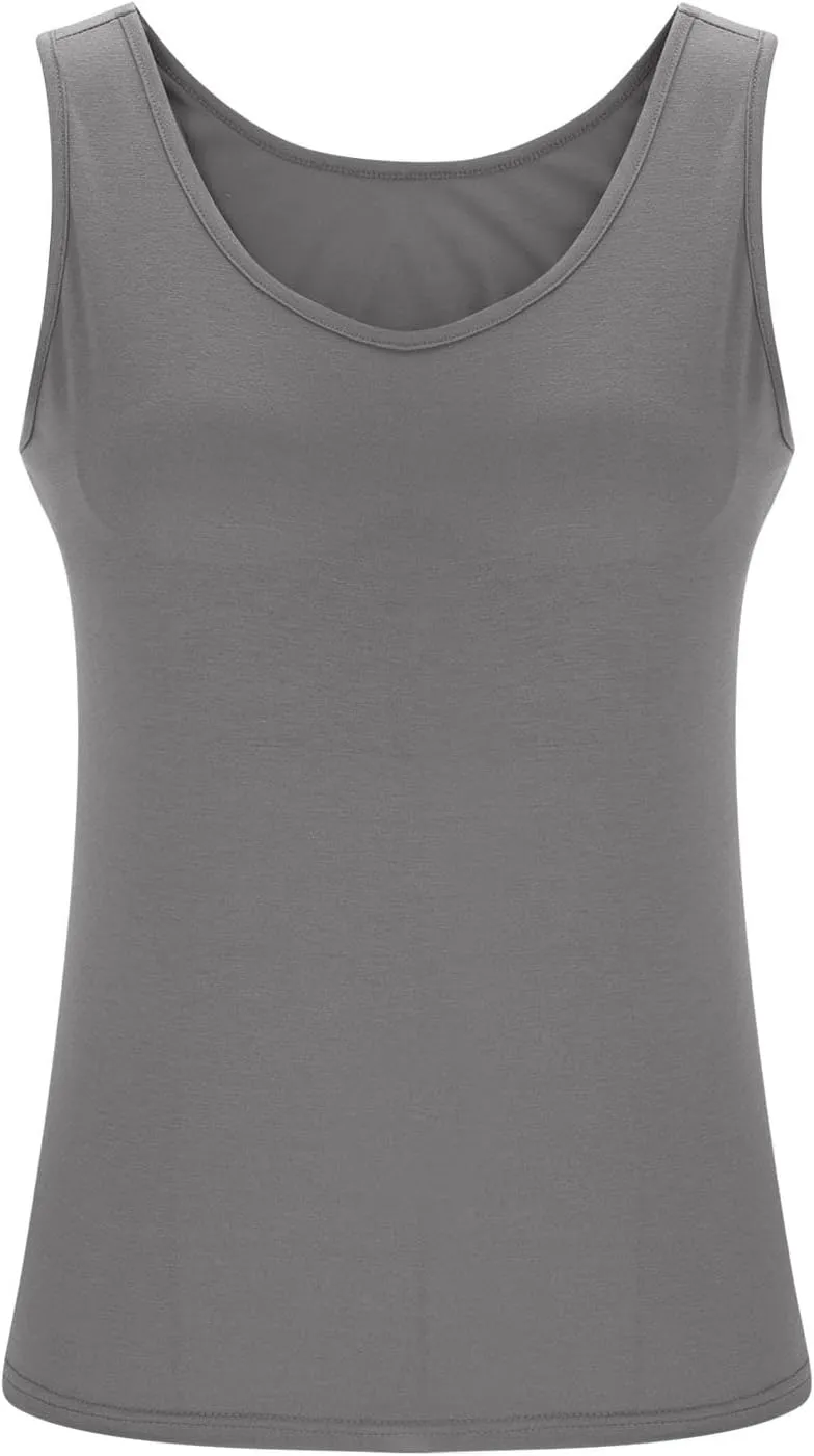 Tank Tops for Women with Built in Bras Plus Size Sports Padded Bras Summer Workout Camis Sleeveless Under Clothes
