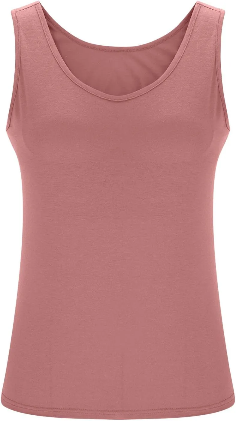 Tank Tops for Women with Built in Bras Plus Size Sports Padded Bras Summer Workout Camis Sleeveless Under Clothes