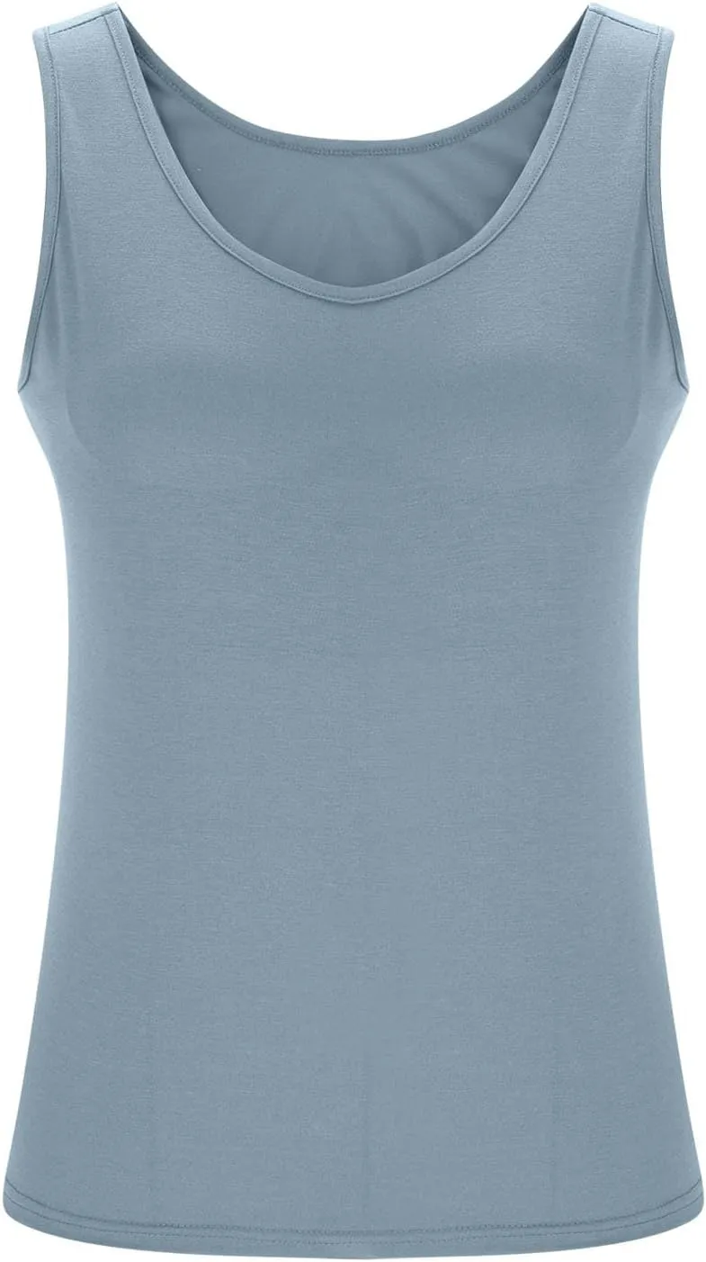 Tank Tops for Women with Built in Bras Plus Size Sports Padded Bras Summer Workout Camis Sleeveless Under Clothes