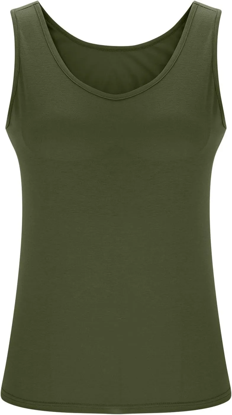 Tank Tops for Women with Built in Bras Plus Size Sports Padded Bras Summer Workout Camis Sleeveless Under Clothes