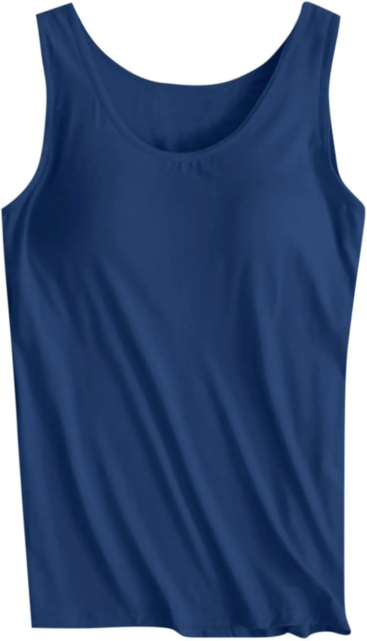 Tank Tops for Women with Built in Bras Plus Size Sports Padded Bras Summer Workout Camis Sleeveless Under Clothes