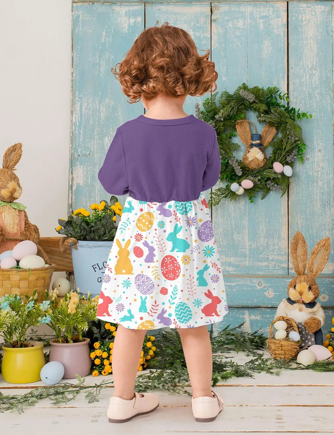 Toddler Girl Dresses 1-5T Faux Two-Piece Bowknot Cardigan Dress with Hairband